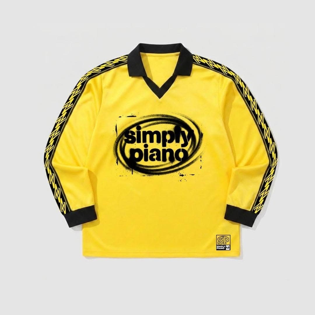 Yellow and black Simply Piano jersey with oval logo