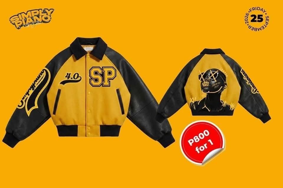 Simply Piano varsity jackets in yellow and black leather sleeves